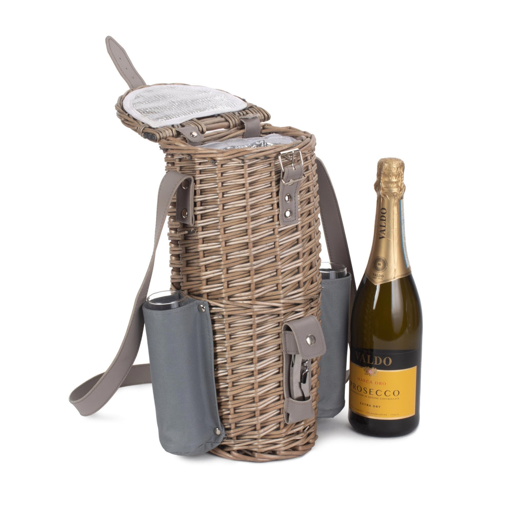 Red Hamper Single Bottle and 2 Champagne Glass Carrier With Shoulder Strap Main image