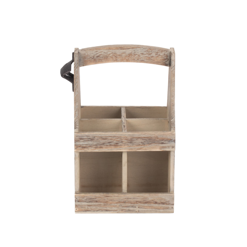 Red Hamper Oak Effect 4 Beer Bottle Carrier with Bottle Opener