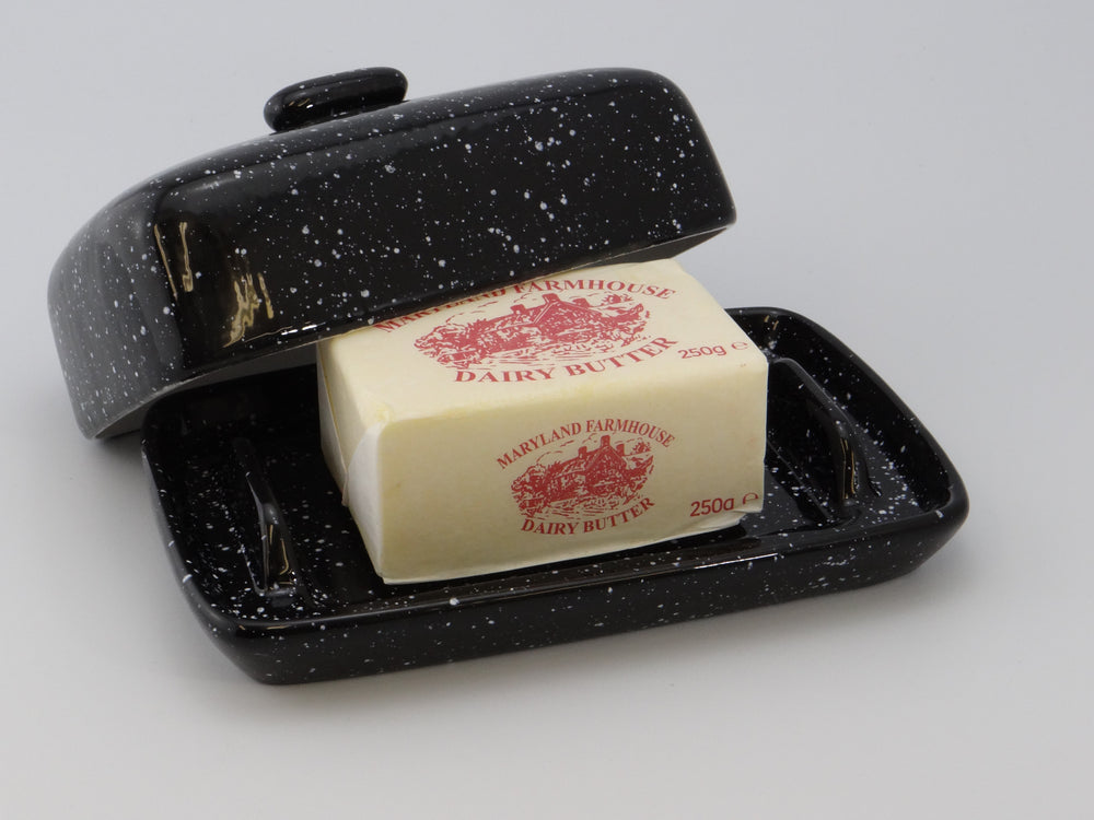 Speckled Black Butter Dish - PeterBowenArt