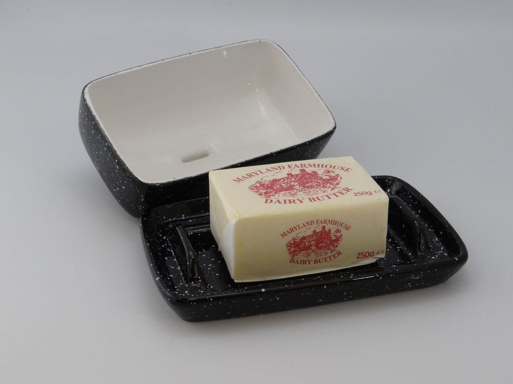 Speckled Black Butter Dish - PeterBowenArt
