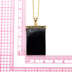 Pearlz Ocean Rectangle Shaped Black Onyx Pendant Necklace for Girls and Women