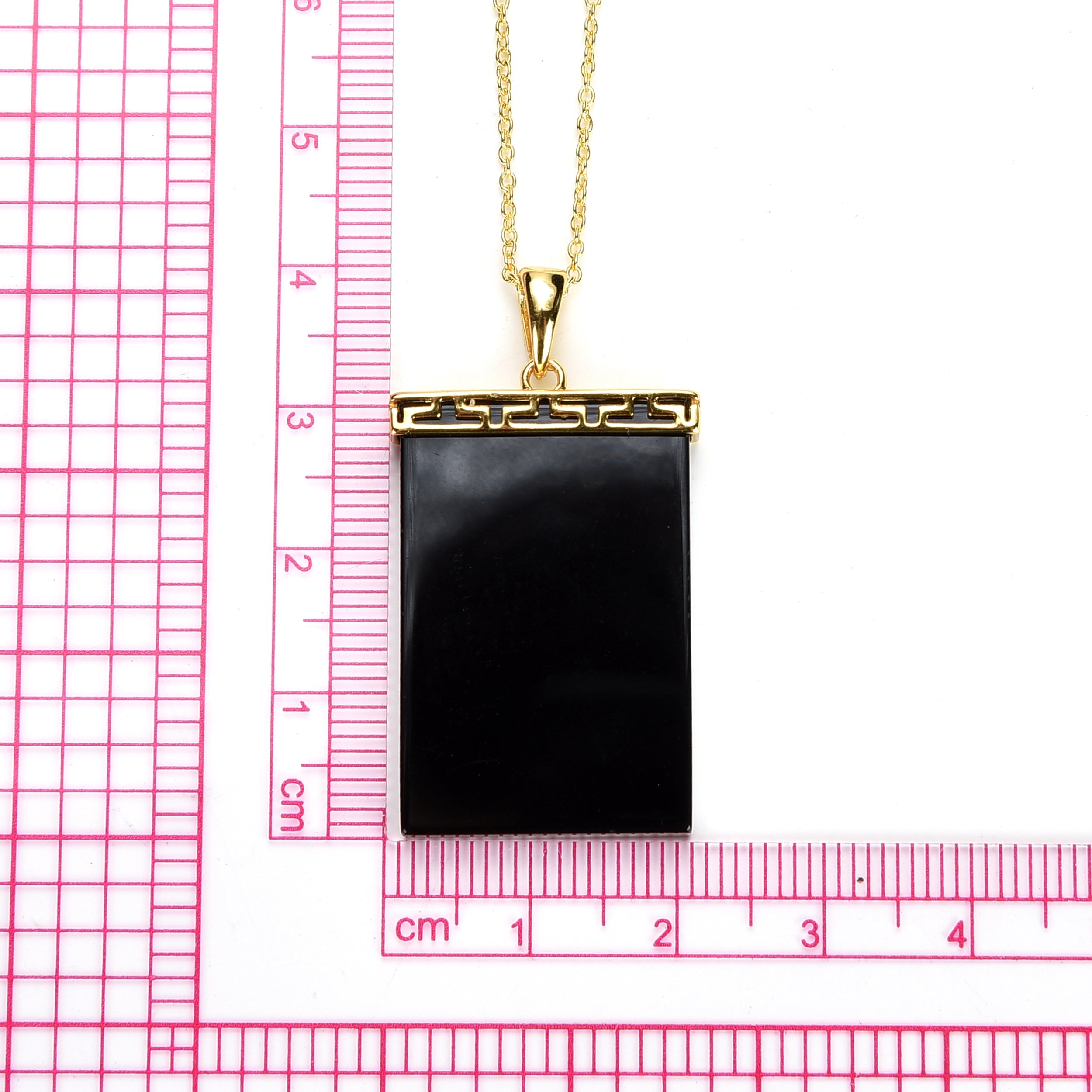 Pearlz Ocean Rectangle Shaped Black Onyx Pendant Necklace for Girls and Women
