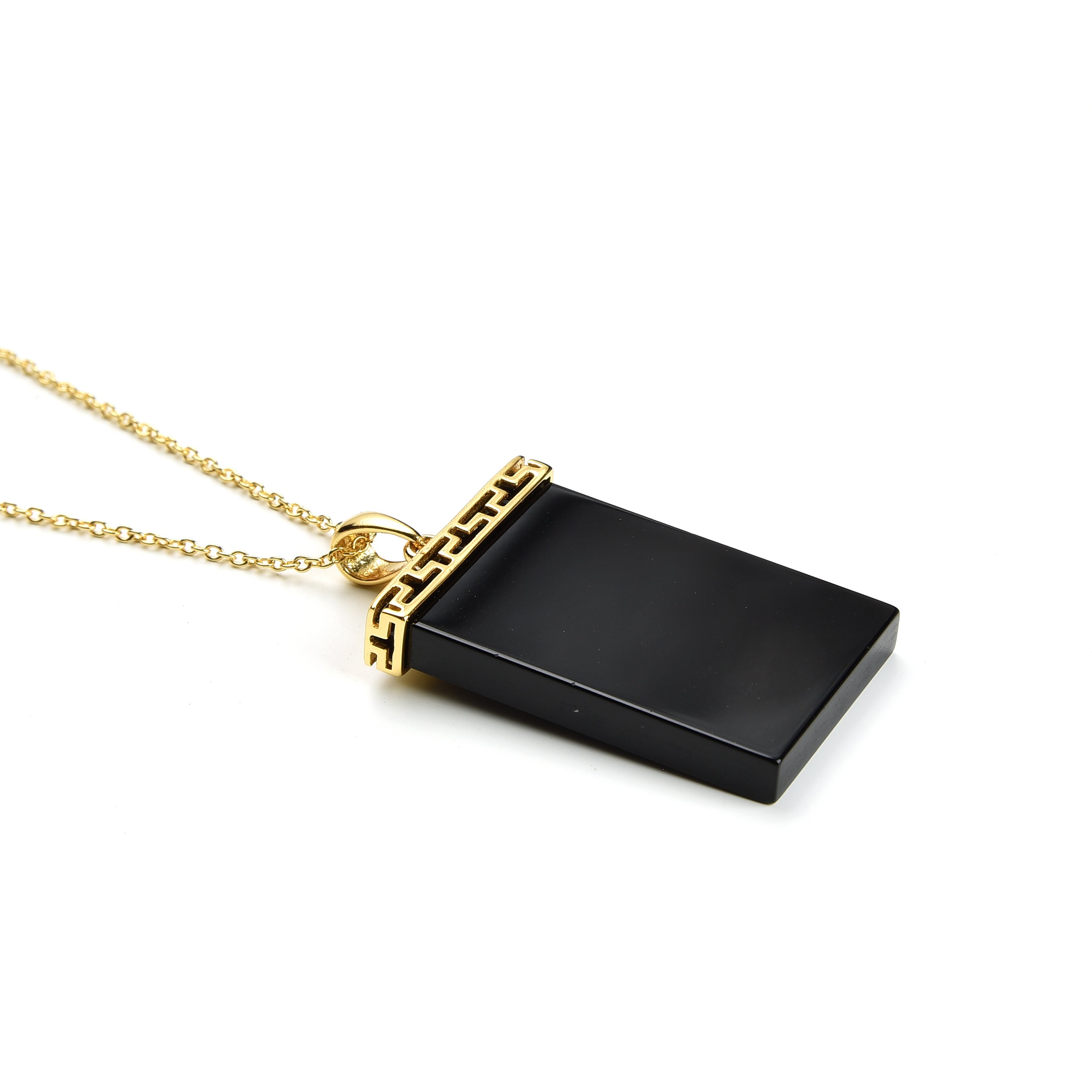Pearlz Ocean Rectangle Shaped Black Onyx Pendant Necklace for Girls and Women