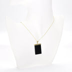 Pearlz Ocean Rectangle Shaped Black Onyx Pendant Necklace for Girls and Women