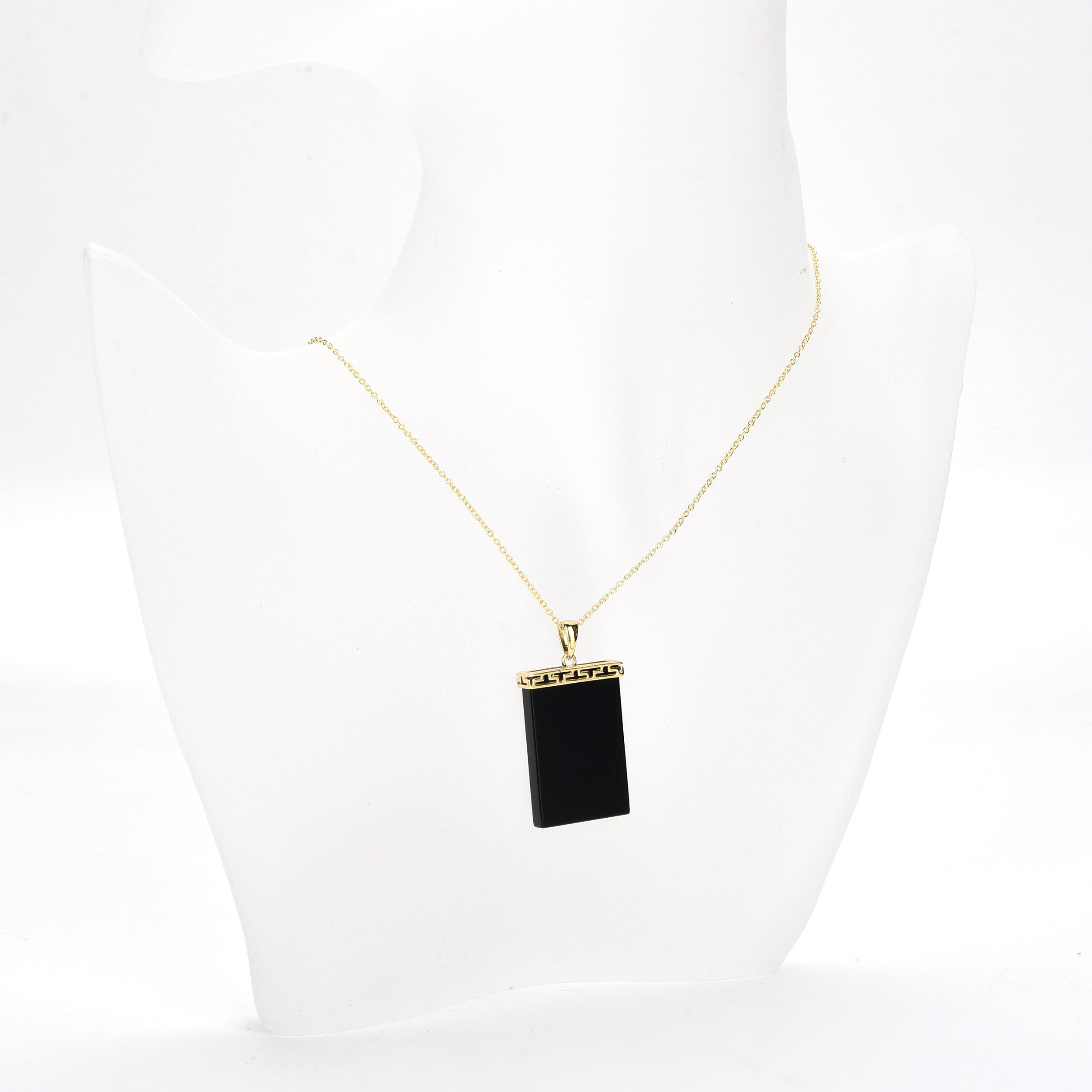 Pearlz Ocean Rectangle Shaped Black Onyx Pendant Necklace for Girls and Women