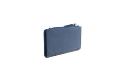 Genuine Full Grain Leather Purse RFID With Ring Detail Ink Blue