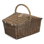 Deluxe Retro Double Lidded Wicker Fitted Picnic Basket