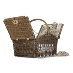 Deluxe Retro Double Lidded Wicker Fitted Picnic Basket