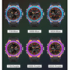 SANDA Dual Digital Display Luminous Stopwatch Chronograph Alarm Clock Men Quartz Sports Watch(6008 Symphony Blue)