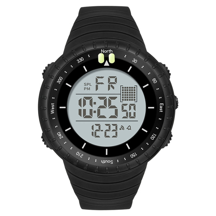 SANDA 6071 Three-split Screen LED Digital Display Luminous Stopwatch Timing Multifunctional Men Sports Electronic Watch(Black White)