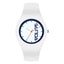 SANDA 6076 Simple Scale Round Dial Ladies Silicone Strap Quartz Watch(White Blue Vertical Mark)