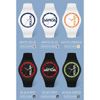 SANDA 6076 Simple Scale Round Dial Ladies Silicone Strap Quartz Watch(White Blue Vertical Mark)