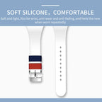 SANDA 6076 Simple Scale Round Dial Ladies Silicone Strap Quartz Watch(White Blue Vertical Mark)