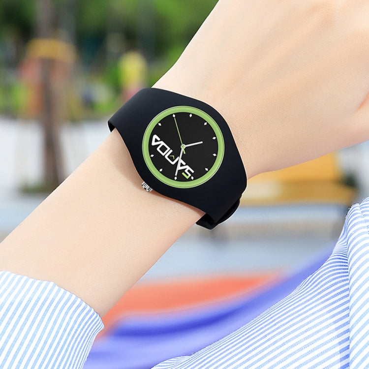 SANDA 6076 Simple Scale Round Dial Ladies Silicone Strap Quartz Watch(White Blue Vertical Mark)