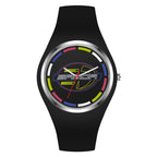 SANDA 6077 Simple Icon Round Dial Ladies Silicone Strap Quartz Watch(Black)