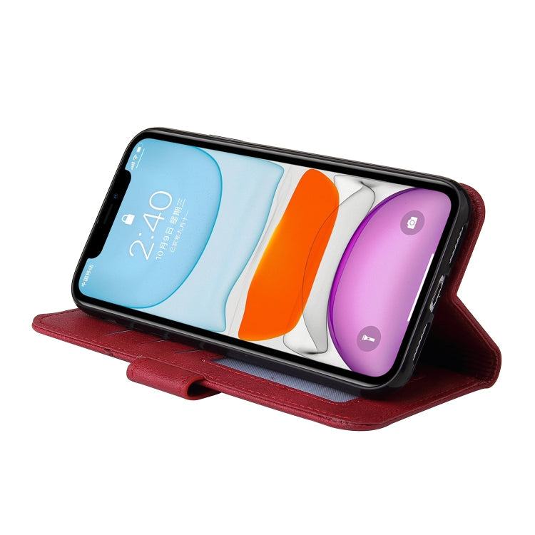 For iPhone 11 GQUTROBE Right Angle Leather Phone Case (Red)