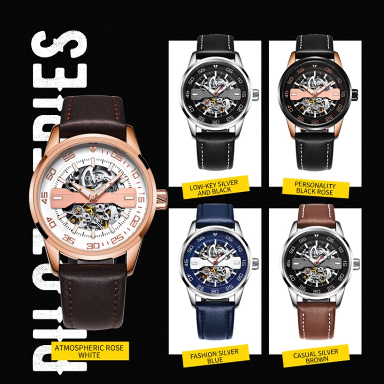OCHSTIN 62002A Master Series Hollow Mechanical Men Watch(Rose Gold-White)