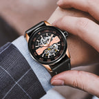 OCHSTIN 62002A Master Series Hollow Mechanical Men Watch(Rose Gold-White)