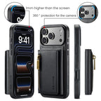 For iPhone 18 Pro / 17 Pro DG.MING M5 Series Zip RFID Multi Card Detachable Leather Phone Case(Black)