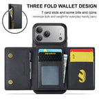 For iPhone 18 Pro / 17 Pro DG.MING M5 Series Zip RFID Multi Card Detachable Leather Phone Case(Black)