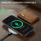 For iPhone 18 Pro / 17 Pro DG.MING M5 Series Zip RFID Multi Card Detachable Leather Phone Case(Brown)