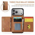 For iPhone 18 Pro / 17 Pro DG.MING M5 Series Zip RFID Multi Card Detachable Leather Phone Case(Brown)