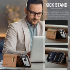 For iPhone 18 Pro / 17 Pro DG.MING M5 Series Zip RFID Multi Card Detachable Leather Phone Case(Brown)