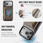 For iPhone 18 Pro / 17 Pro DG.MING M5 Series Zip RFID Multi Card Detachable Leather Phone Case(Coffee)
