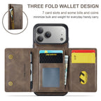 For iPhone 18 Pro / 17 Pro DG.MING M5 Series Zip RFID Multi Card Detachable Leather Phone Case(Coffee)