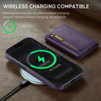 For iPhone 18 Pro / 17 Pro DG.MING M5 Series Zip RFID Multi Card Detachable Leather Phone Case(Purple)