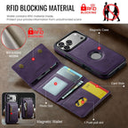 For iPhone 18 Pro / 17 Pro DG.MING M5 Series Zip RFID Multi Card Detachable Leather Phone Case(Purple)