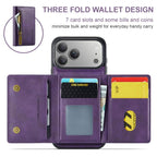 For iPhone 18 Pro / 17 Pro DG.MING M5 Series Zip RFID Multi Card Detachable Leather Phone Case(Purple)