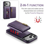 For iPhone 18 Pro / 17 Pro DG.MING M5 Series Zip RFID Multi Card Detachable Leather Phone Case(Purple)