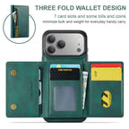 For iPhone 18 Pro / 17 Pro DG.MING M5 Series Zip RFID Multi Card Detachable Leather Phone Case(Green)