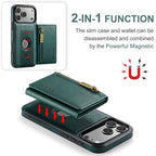 For iPhone 18 Pro / 17 Pro DG.MING M5 Series Zip RFID Multi Card Detachable Leather Phone Case(Green)