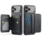 For iPhone 18 Pro / 17 Pro Fierre Shann Oil Wax Cow Leather Card Holder Back Phone Case(Black)
