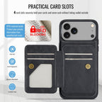 For iPhone 18 Pro / 17 Pro Fierre Shann Oil Wax Cow Leather Card Holder Back Phone Case(Black)