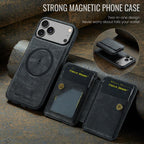 For iPhone 18 Pro / 17 Pro Fierre Shann Oil Wax Cow Leather Card Holder Back Phone Case(Black)