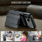 For iPhone 18 Pro / 17 Pro Fierre Shann Oil Wax Cow Leather Card Holder Back Phone Case(Black)