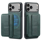 For iPhone 18 Pro / 17 Pro Fierre Shann Oil Wax Cow Leather Card Holder Back Phone Case(Green)