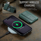 For iPhone 18 Pro / 17 Pro Fierre Shann Oil Wax Cow Leather Card Holder Back Phone Case(Green)