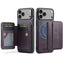 For iPhone 18 Pro / 17 Pro Fierre Shann Oil Wax Cow Leather Card Holder Back Phone Case(Purple)