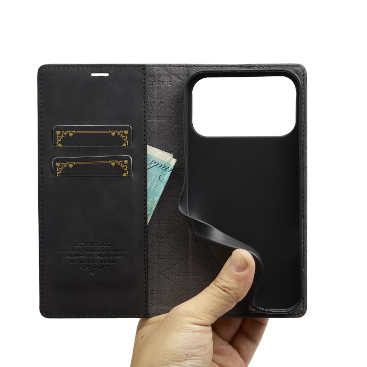 For iPhone 18 Pro / 17 Pro LC.IMEEKE Strong Magnetism Microfiber Leather Phone Case(Black)