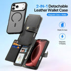 For iPhone 18 Pro DUX DUCIS Lawa Series 2 in 1 Wallet Zipper Detachable MagSafe Phone Case with Lanyard(Black)