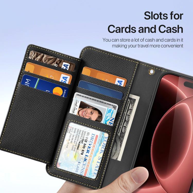 For iPhone 18 Pro DUX DUCIS Lawa Series 2 in 1 Wallet Zipper Detachable MagSafe Phone Case with Lanyard(Black)