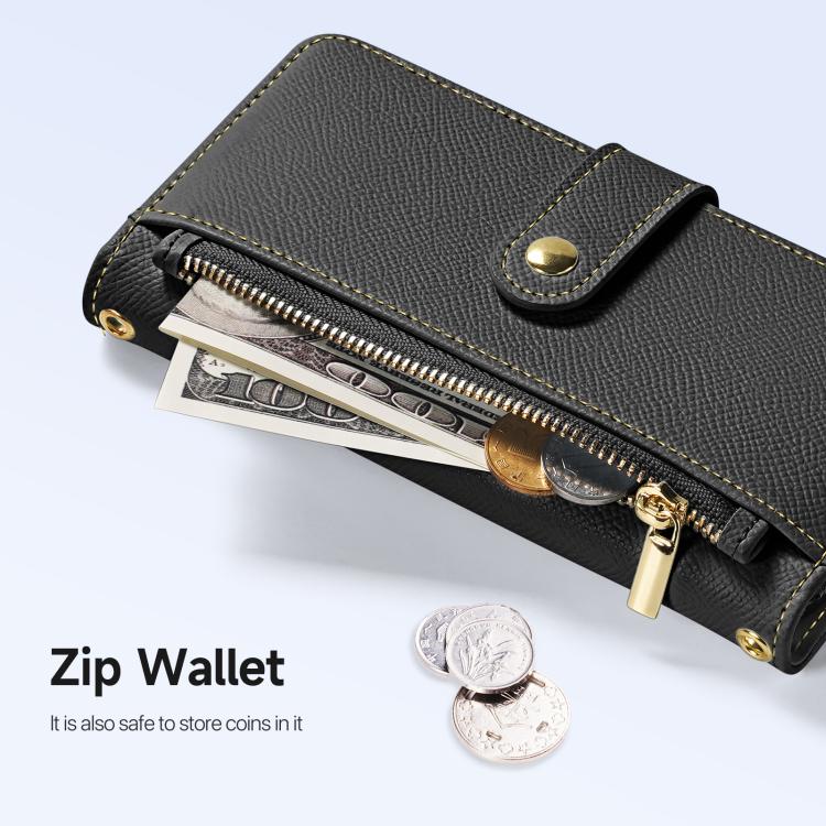 For iPhone 18 Pro DUX DUCIS Lawa Series 2 in 1 Wallet Zipper Detachable MagSafe Phone Case with Lanyard(Black)