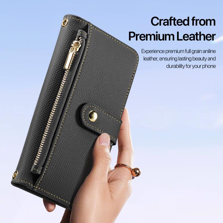 For iPhone 18 Pro DUX DUCIS Lawa Series 2 in 1 Wallet Zipper Detachable MagSafe Phone Case with Lanyard(Black)