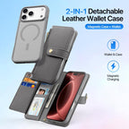 For iPhone 18 Pro DUX DUCIS Lawa Series 2 in 1 Wallet Zipper Detachable MagSafe Phone Case with Lanyard(Grey)