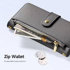 For iPhone 18 Pro DUX DUCIS Lawa Series 2 in 1 Wallet Zipper Detachable MagSafe Phone Case with Lanyard(Grey)