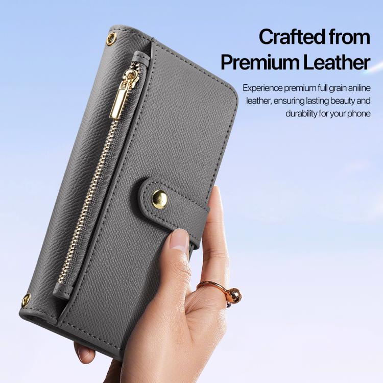 For iPhone 18 Pro DUX DUCIS Lawa Series 2 in 1 Wallet Zipper Detachable MagSafe Phone Case with Lanyard(Grey)